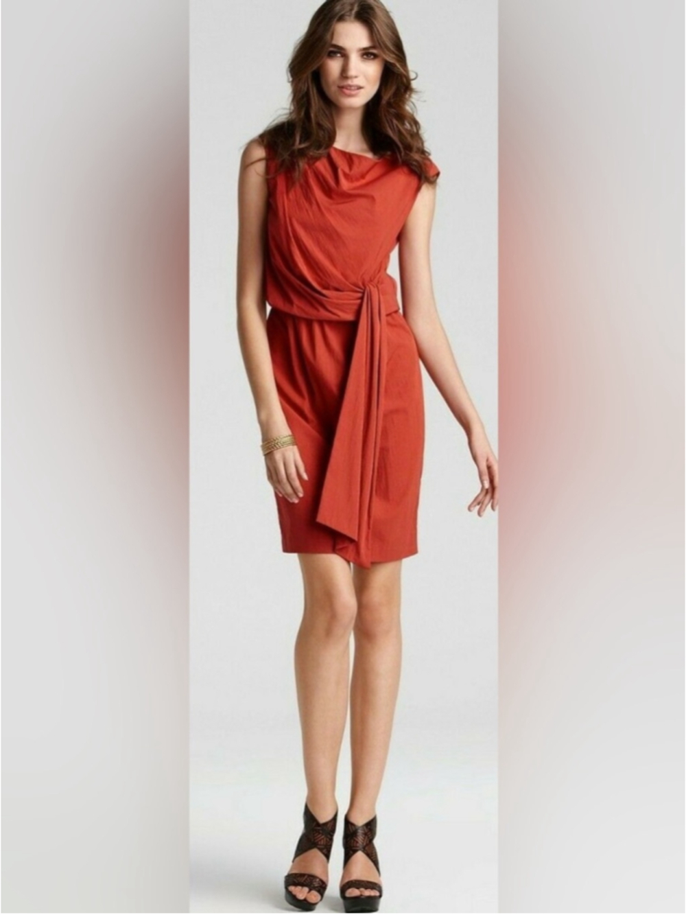 Diane Von Furstenberg Tamara Cayenne Drape Sash Dress Sz 4